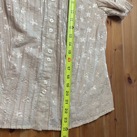 Proportion Petite 4 Season  Button Down Short Sleeve Blouse w Lurex - Picture 9 of 13